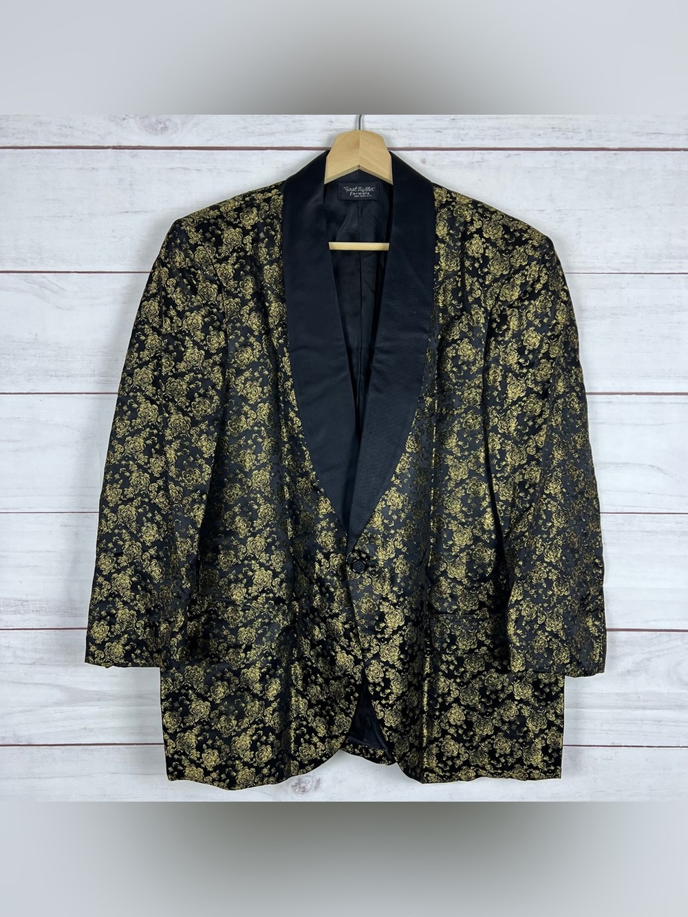 Vtg 60s First Nighter Dinner Jacket Floral Tuxedo Blazer Rat Pack Size 44S